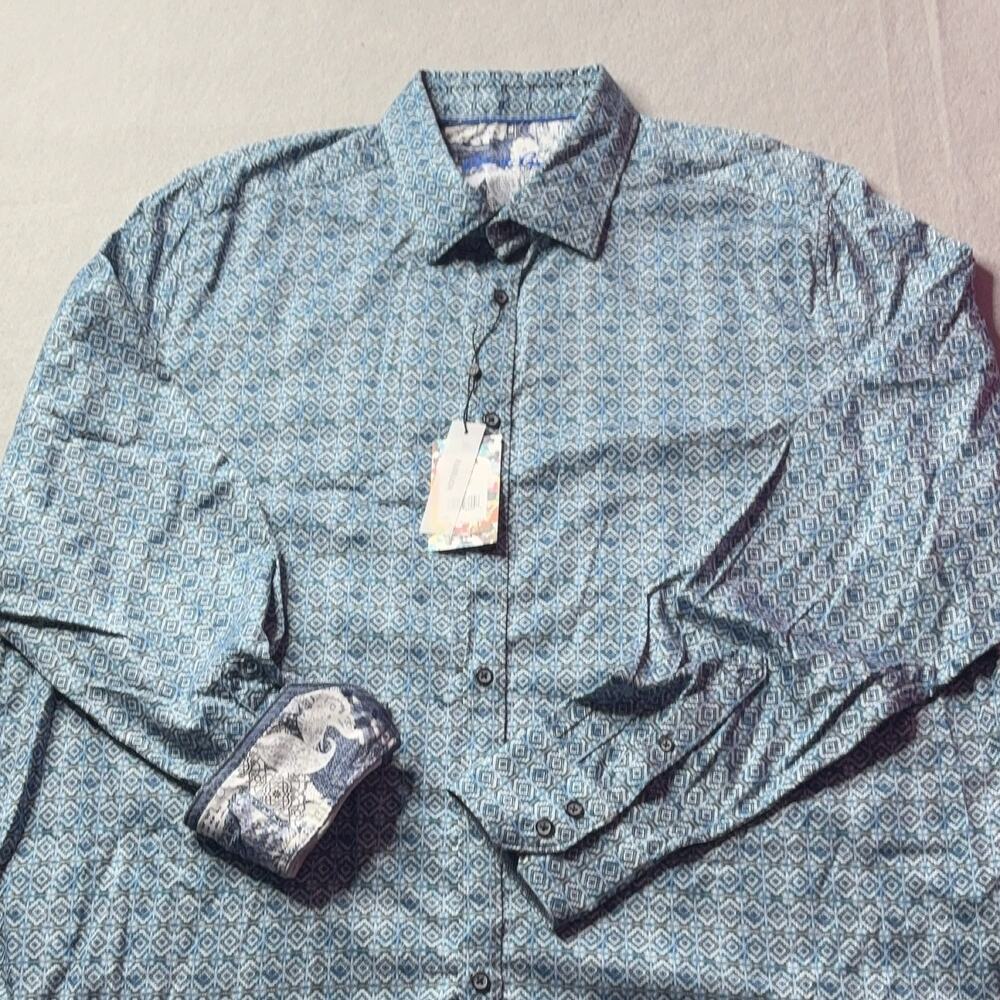 Robert Graham Frisco Men's Blue Geometric Classic Fit Button Down Shirt 3XL